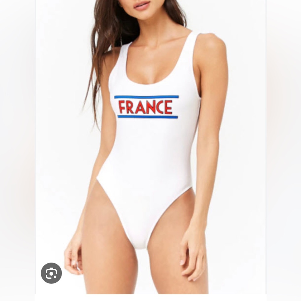 NWT Forever 21 France white one piece swimsuit size Large